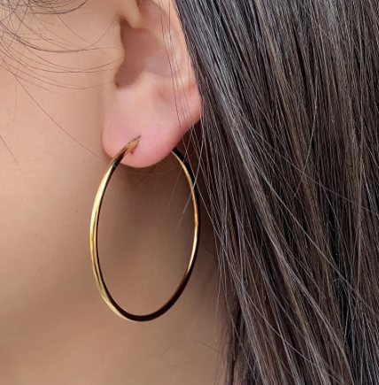 Argollas doradas delgadas grandes Monalisa Joyas